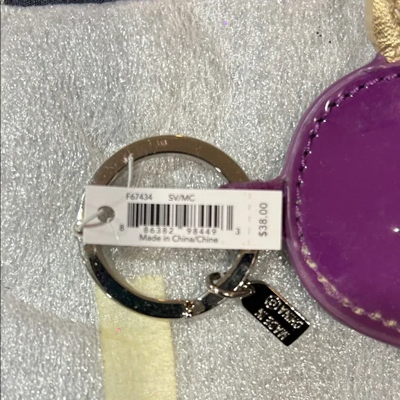 Coach Purple and Cream Bird Keychain Card Holder - Picture 4 of 4